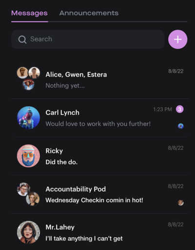 Example of messages between people