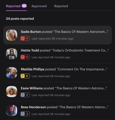 Moderation for posts example