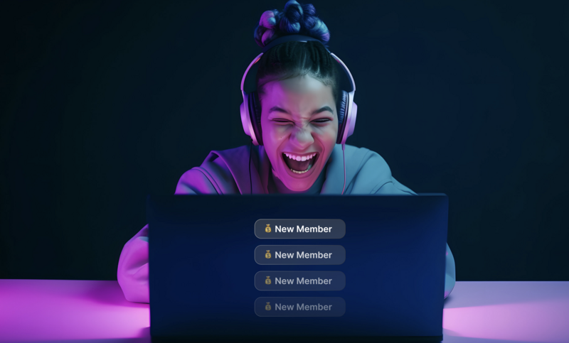 Woman browsing online community